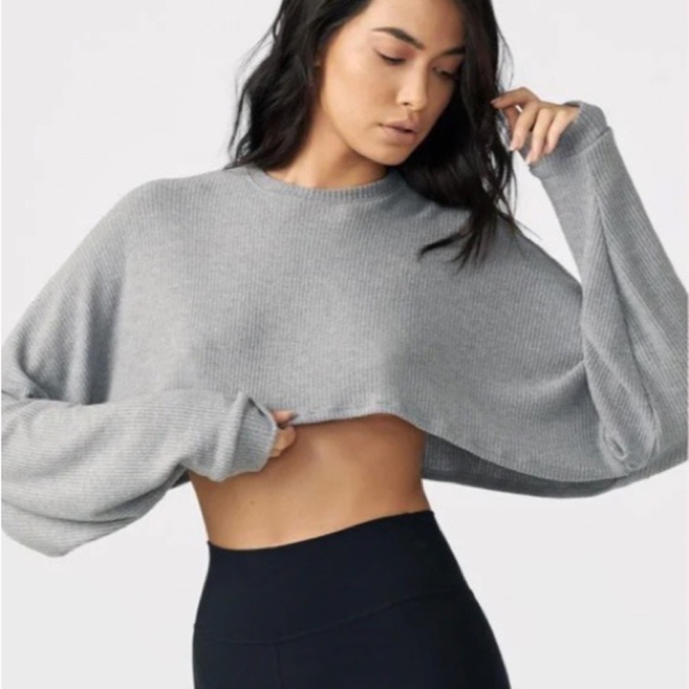 JOAH BROWN cropped long sleeve top
